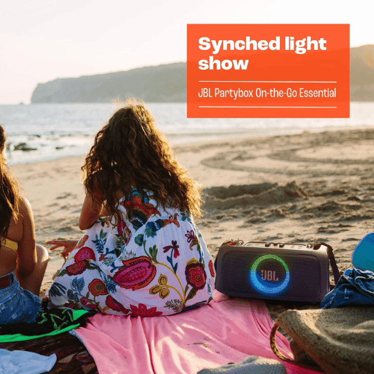 JBL PartyBox On-The-Go Essential - Portable Party Speaker with Built-in Lights and Wireless mic