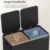 SONGMICS Dual Rubbish Bin, Metal Recycling Bin with 15 Rubbish Bags