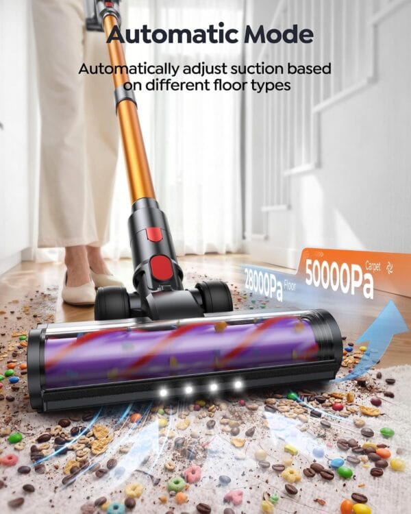 818eieaKwDL._AC_SL1500_ 80Mins Cordless Vacuum Cleaner, 650W 55Kpa Stick Vacuum Cleaner for Home