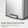 EKO Madison Brushed Stainless 50 Liter/13.2 Gallon Step Trash Can with Inner Liner